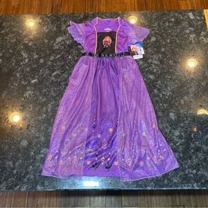 Disney Princess Frozen Anna Fantasy Nightgown Pajamas Costume Purple New Girl 8